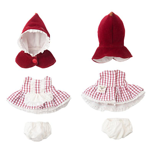 Медведь Lina TeddyTales, в костюме "Красная шапочка", XS, белый, брелок, 15 см